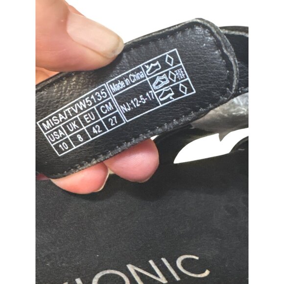 Vionic Sz 10 Black Patent Leather Slide Sandals With Adjustable Buckles - Picture 8 of 8